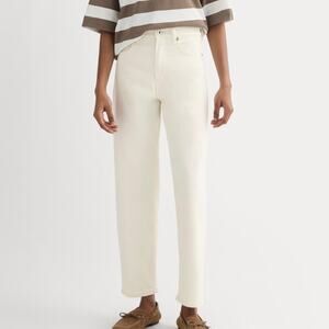 Everlane Women's The Way High Straight Leg Jean Size 25 Calico Ecru Beige